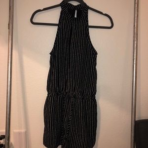 black and white striped romper